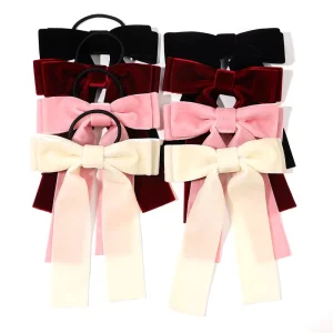 Velvet Ribbon Bow Hair Clips Barrettes Hair Bows With Long Ribbon Tail Velvet Bow Hairpin Accessory