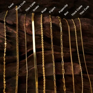 Versatile 18K Gold and Stainless Steel DIY Decorative Blade Box Twist Chains Simple Design for Gift Occasions