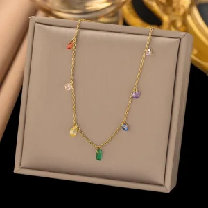 Versatile Colorful Diamond Pendant Necklace for Girls