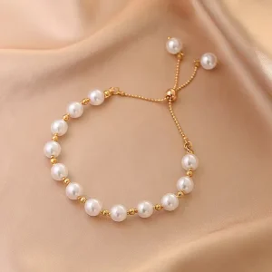 Versatile Pearl and Gold Bracelet Instagram Style Niche Design Beads for Bracelets Fashion Adjustable Jewelry