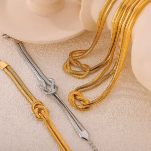 Versatile Stainless Steel Snake Chain Necklace Braided Knotted Trendy Design Fashion Jewelry Ideal As a Gift for Your Friends