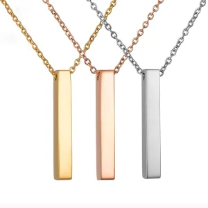 Versatile Trendy Accessories Personalized Pendants Stainless Steel Minimalist Smooth Cylindrical Women Necklaces