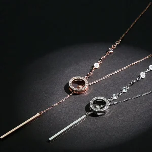 Versatile and Simple Round Adjustable Stretch Diamond studded Fashion Necklace Accessory