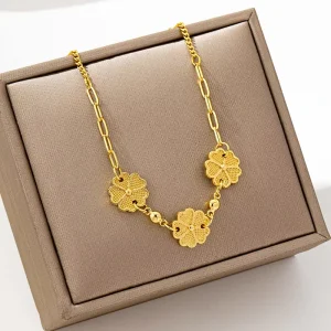 Vietnamese Placer Gold Five Petal Flower Charm Bracelet for Women, Cross-Border Jewelry, Iron, Colorfast