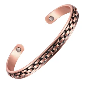Viking Style Copper Fashion Bracelet for Arthritis Magnetic Chunky Custom Geometric Design Unisex Resizable