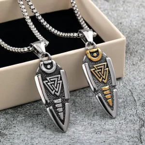 Viking Symbol Pendant Stainless Steel Double Sided Necklace para Hombre Mujer Norse Jewelry