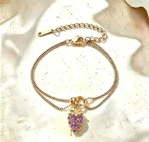 Vintage 18K Gold Plated Stainless Steel Ocean Fruit Charm Chain Bracelet DIY Fashion Jewelry Accessory
