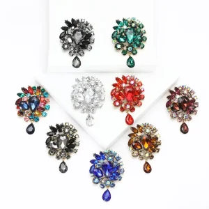 Vintage Alloy Metal Rhinestone Crystal Brooch Pins Custom Luxury Floral Design Women’s Fashion