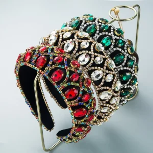 Vintage Baroque Sponge Velvet with Diamonds Headband Wide edge Retro Style Headband Hair Accessories