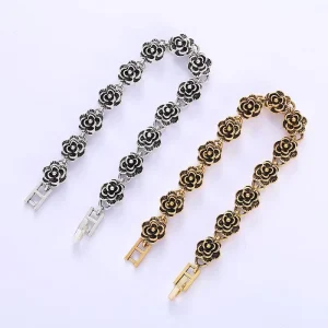 Vintage Black Rose Bracelet European and American Accessories Personalized Hip Hop Fashion Accessories Bracelet