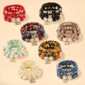 Vintage Bohemian Beaded Jewelry Elephant Pendant Crystal Bracelets & Bracelets Women
