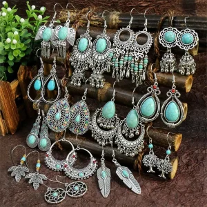 Vintage Bohemian Fashion Bell Acrylic Resin Lucite Turquoise Drop Earrings Women Long Fashion Jewelry Bijoux