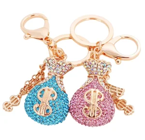 Vintage Cartoon Luxury Carabiner Keychain Crystal Rhinestone Metal Deco Bling Amulet Sparkling Key Ring Charms