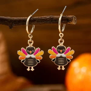 Vintage Casual Squirrel Coffee Pumpkin Pendant Ins Women’s Earrings Fashion for Women Jewelry Bijoux Thanksgiving Day Gifts