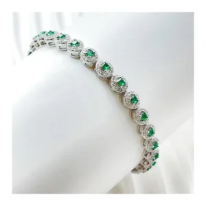 Vintage Chunky Diy Jewelry Bracelets Friendship Stack Emerald Beaded 925 Silver Tennis Ladies Bracelet