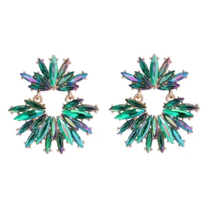 Vintage Colorful Crystal Earrings Fashion Irregular Metal Rhinestone Earrings Jewelry for Women