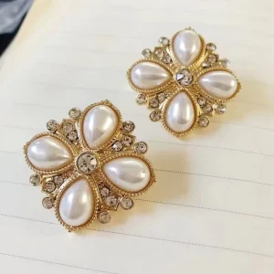 Vintage Court Baroque Stud Earrings Women’s British Fashion Colorful Treasure Set Diamonds Symmetrical Earring Accessories