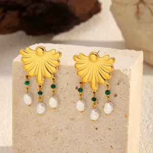Vintage Design Stainless Steel Pearl Tassel Earrings for Women