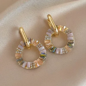 Vintage Earrings Gold Plated Alloy and Zircon Rhinestone Setting Hoop Earrings Women’s Drop Earrings