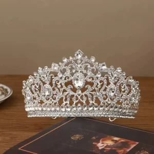 Vintage Elegant Crown Bridal Wedding Alloy Crowns & Tiaras Rhinestone Silver Shiny Hair Accessories Tiara Crown for Women