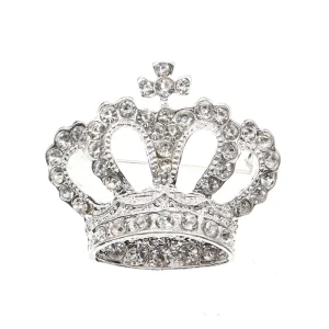 Vintage England Inspired Royal Prince Queen Crown Crystal Rhinestone Pin Brooch