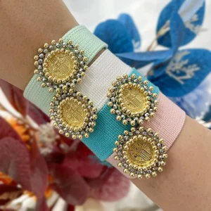 Vintage Ethnic Copper Portrait Bracelet Handmade Woven Tassel Boho Couple Wristband