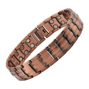Vintage Exquisite Antique Copper Plated Magnetic Therapy Cuff Bracelet for Men Classic Fashion Trend Healthy Wealth Energy