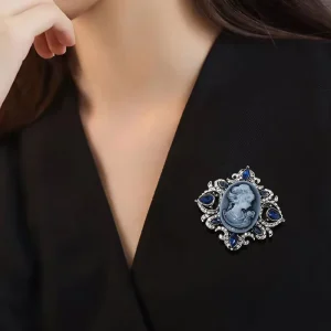 Vintage Fashion European style Popular Ladies’ Brooches Beauty Head Brooches High end Brooches with Embossed Designs