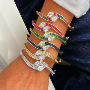 Vintage Fashion Trendy Multi-element Snake-shaped ZIRCON Cuff Bracelet Ring Set Unisex High-end Exquisite