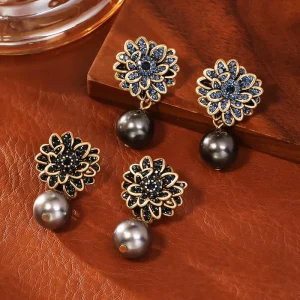 Vintage Floral Earrings Cool and Trendy High-end Fashion Earrings Exquisite Niche Minimalist Style Earrings