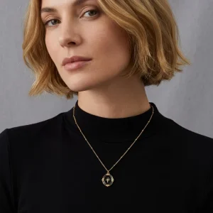 Vintage French style Gold Plated Copper Pendant Necklace with Simple Oval Pendant Bamboo Chain Jewelry Factory