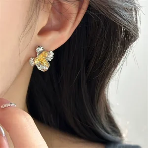 Vintage Gold Color Fashion Flower Dangle Earrings for Women Creative Trendy Metal Drop Earring Jewelry Gifts