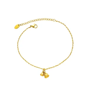 Vintage Gold Plated Stainless Steel Anklets Unisex Non-Tarnish Trendy Cute Flower Lilies Valley Shaped Custom Logo Fashion Party