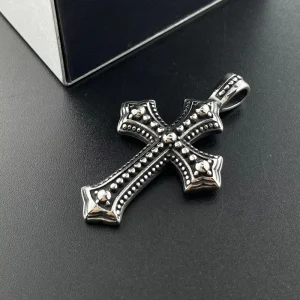 Vintage Gothic Cross Necklace for Men Stainless Steel Pendant Fashion Jewelry