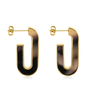 Vintage Hawksbil Square Bar Hook Shape Studded Earrings for Women Bold Stainless Steel Fashion Hoop Earrings