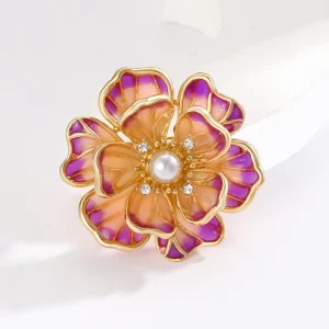 Vintage High-End Peony Flower Crystal Rhinestone Zinc Alloy Engagement Pins Collection