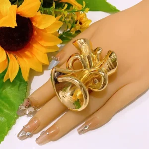 Vintage Irregular Twisted Gold Statement Ring Women Exaggerated Hollow Curved Adjustable Open Band Punk Chunky Finger Jewelry