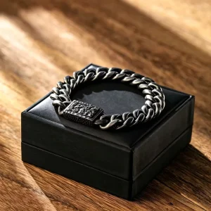Vintage Jewelry Men Black Plated Skull Stainless Steel Chain Bracelet Fashion Punk Chain Link Bracelet