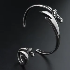 Vintage Jewelry Set Custom Sword European and American Western Style Stainless Steel Bangle Ring Set