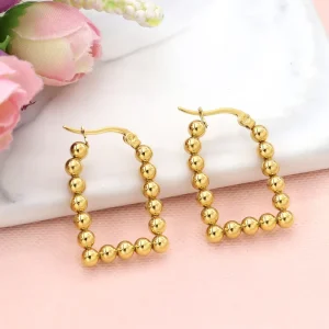 Vintage Jewelry for Women Gold Plated Irregular Semicircular Triangle Crystal Pattern Stainless Steel Earring