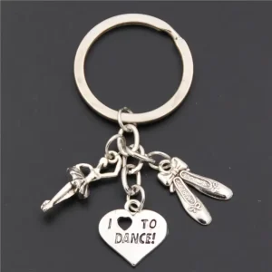 Vintage Metal Multi Functional Keychain Heart Shape Ice Skates Dance Charm Girl Pendant Women’s Jewelry Wine Keychain