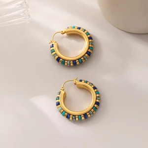 Vintage Niche Handmade Beaded Natural Stone Earrings High End Exquisite Elegant Temperament Ear Ornaments