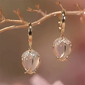 Vintage Opal Sun Flower Crystal Earrings for Women Pendant Jewelry Party Valentines Day Gift