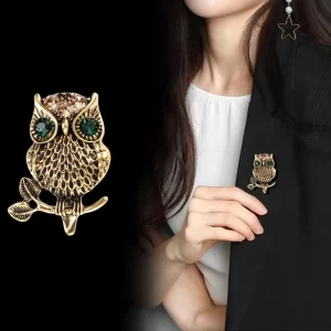 Vintage Owl Brooch Exquisite Women’s Fashion High end Animal Clothing Brooch Men’s Temperament Suit Collar Needle