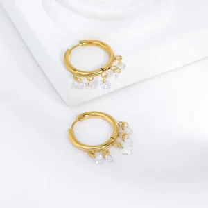 Vintage Pearl Inlaid Stainless Steel Earrings Boho Ear Ornament Beach Picnic Casual Party Fashion Jewelry Women