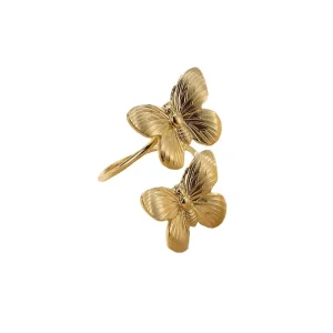 Vintage Personality Fashion Ring Jewelry Stainless Steel Gold Plated Ring Chinese Style Butterfly Open Rings