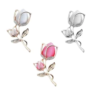 Vintage Retro Rose Flower Brooches for Women Tulip Fashion Pin Gold Plated Silver Alloy Party Wedding Engagement Gift Jewelry