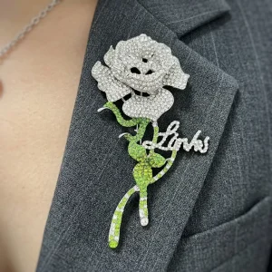 Vintage Rose Flower the Links Inc Women Wedding Jewelry Crystal Brooches Green Pink Red Fashion Brooch Lapel Pins