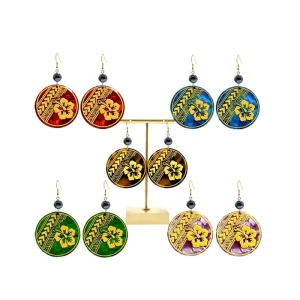 Vintage Round Acrylic Colorful Printed Creative Earrings Literary and Retro Personality Women’s Earrings