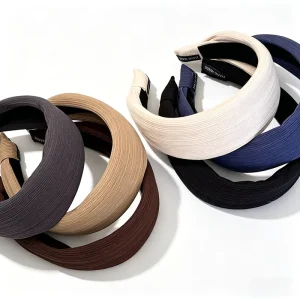 Vintage Solid Color Knitted Padded Headbands Women’s Knit Fabric Padded Hair Hoops Elegant Daily Use Hair Accessory